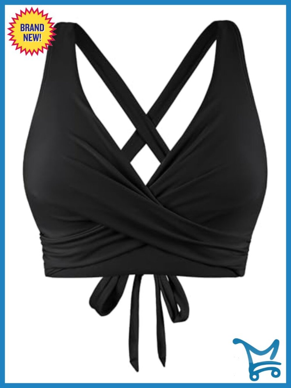 Firpearl Underwire Full Coverage Bikini Top Tie Back Swimsuit Top
